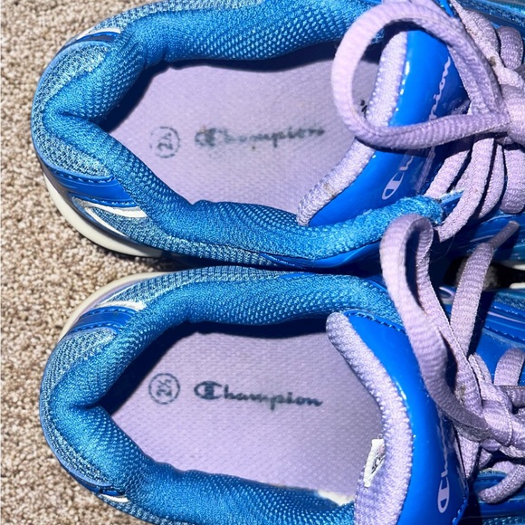 CHAMPION Blue Shine Girls Sneakers Size 2.5 with Purple Laces - Picture 9 of 12
